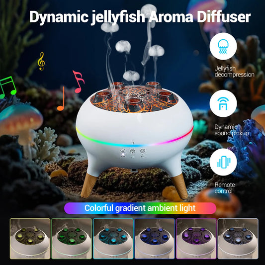 Jellyfish Air Humidifier With Colorful Gradient Lights Essential Oil Diffuser Ultrasonic Mist Maker Fogger Aroma Diffuser